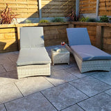 Megan Grey Garden Sunlounger Set With Drinks Table