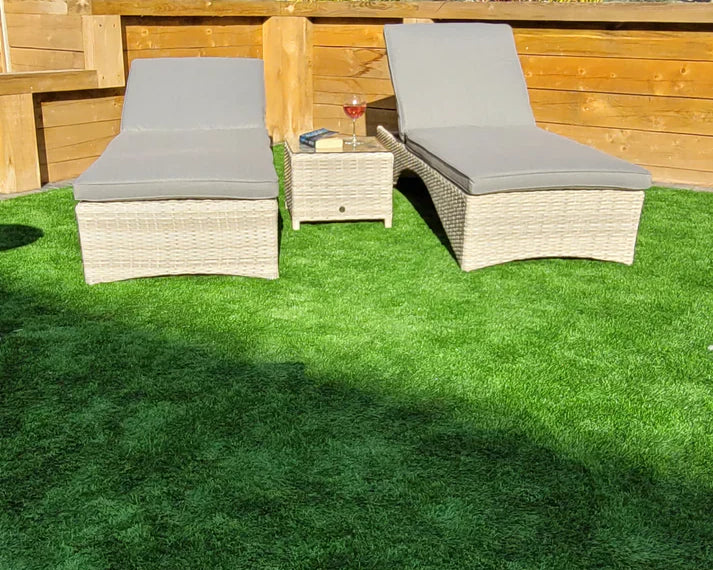 Megan Grey Garden Sunlounger Set With Drinks Table
