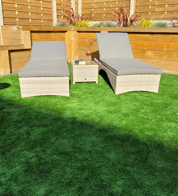 Megan Grey Garden Sunlounger Set With Drinks Table