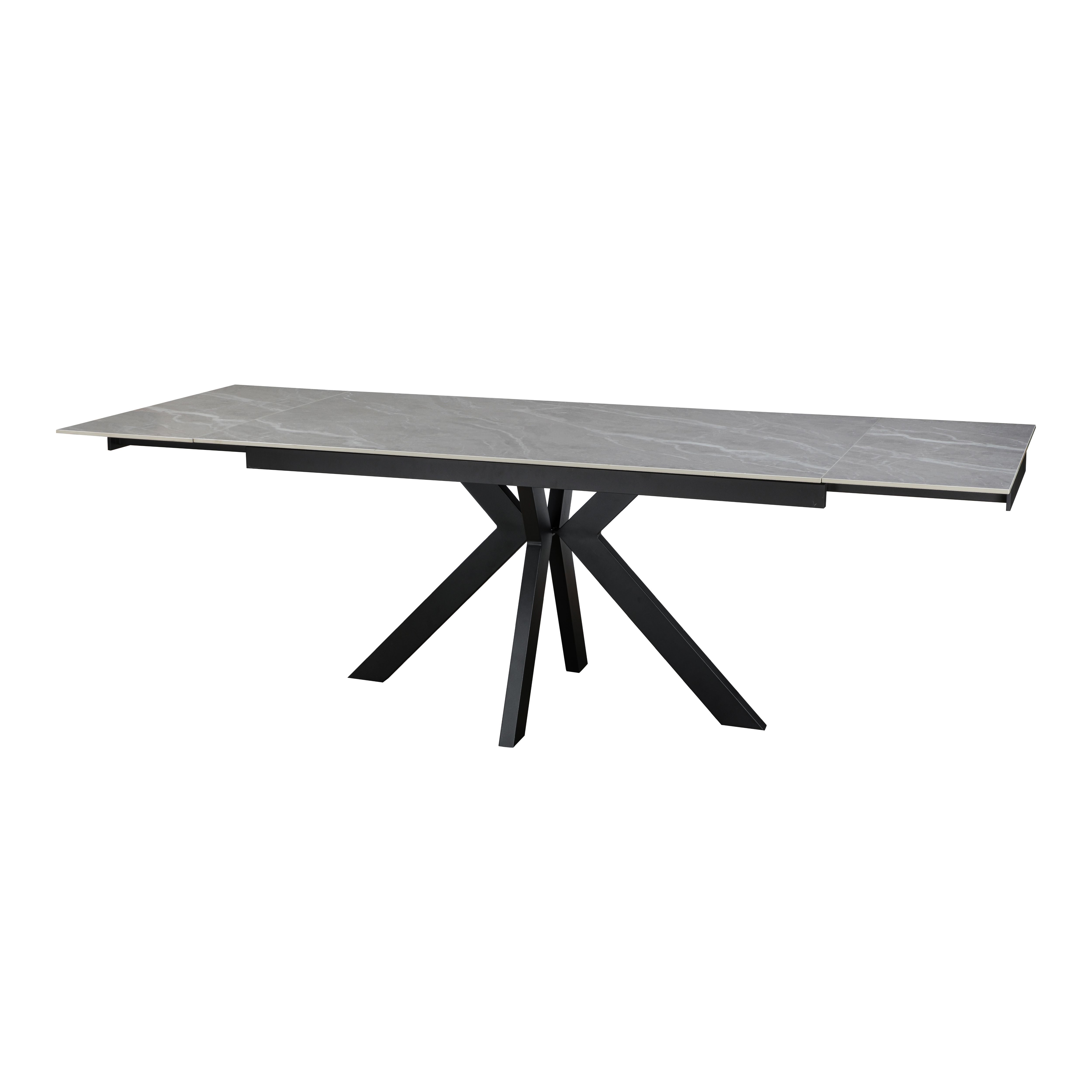 Regent 160-240cm Grey Matt Ceramic Marble Side Extending Dining Table With Velvet Dining Chairs