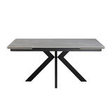 Regent 160-240cm Grey Matt Ceramic Marble Side Extending Dining Table With Velvet Dining Chairs