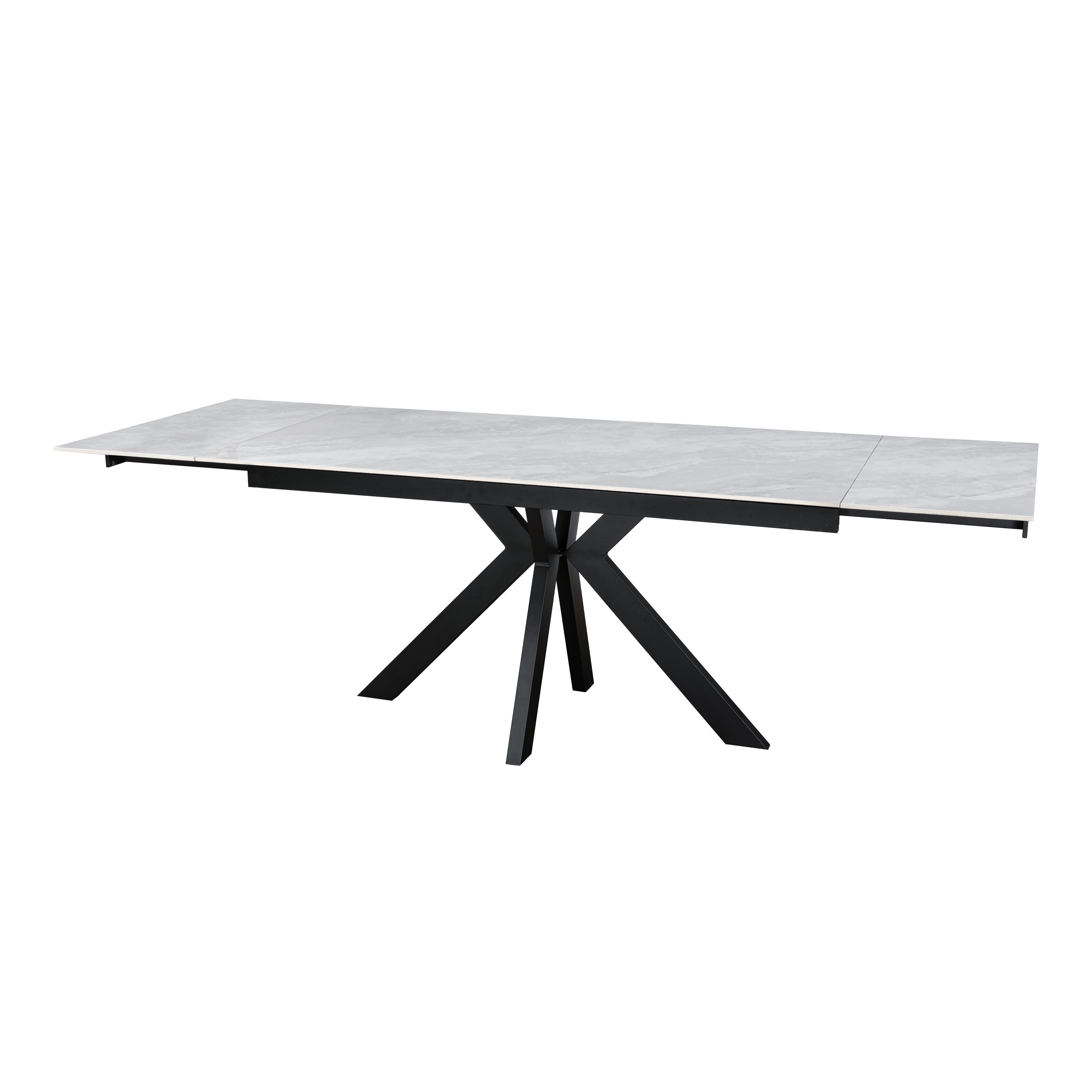 Regent 160-240cm White Ceramic Marble Side Extending Dining Table With Swivel Velvet Dining Chairs