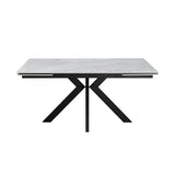 Regent 160-240cm White Ceramic Marble Side Extending Dining Table With Swivel Velvet Dining Chairs