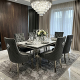 Sofia Marble Dining Table with Majestic Lion Knocker Chairs