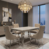 Sofia Marble Dining Table with Majestic Lion Knocker Chairs