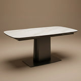 Bruna 160-240cm White Spanish Ceramic Marble Side Extending Dining Table