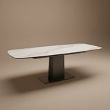 Bruna 160-240cm White Spanish Ceramic Marble Side Extending Dining Table