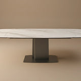 Bruna 160-240cm White Spanish Ceramic Marble Side Extending Dining Table