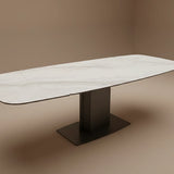 Bruna 160-240cm White Spanish Ceramic Marble Side Extending Dining Table
