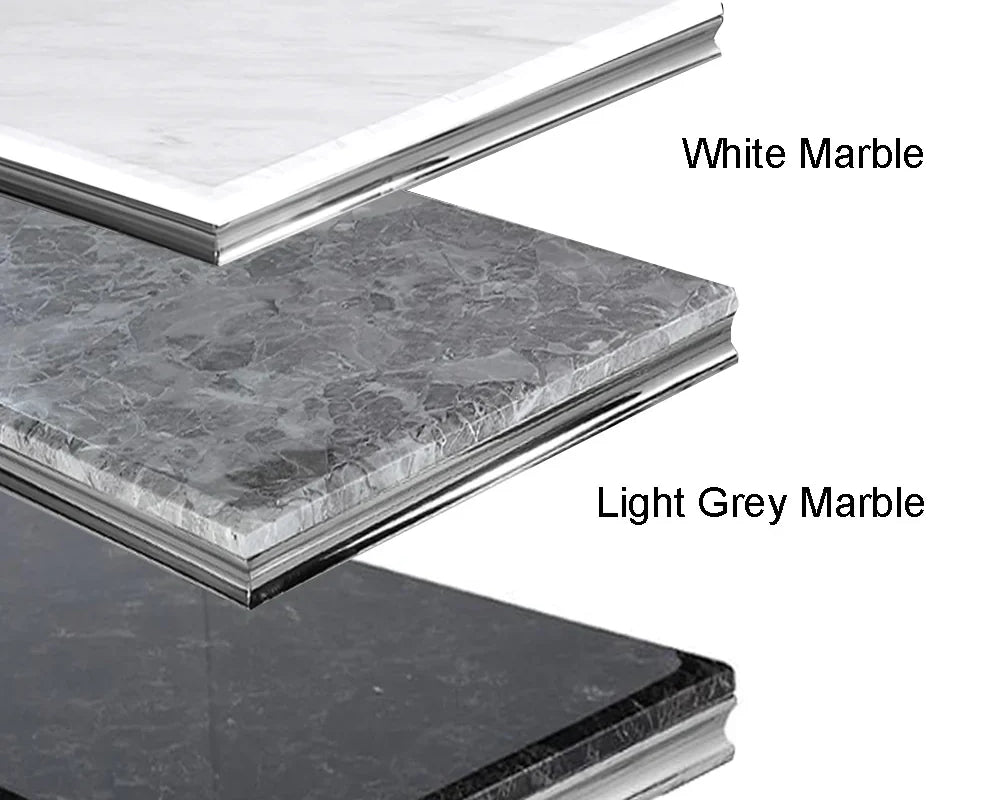Arial 130cm Marble & Chrome Coffee Table - 5 Colours