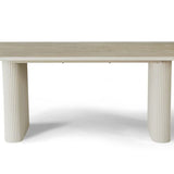 Marlow 180cm Italian Satin Cream & Travertine Ceramic Marble Dining Table