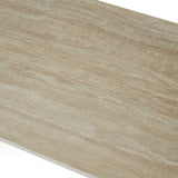Marlow 180cm Italian Satin Cream & Travertine Ceramic Marble Dining Table