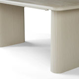 Marlow 180cm Italian Satin Cream & Travertine Ceramic Marble Dining Table