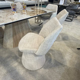 Sydney 160cm Cream Gold Ceramic Marble Dining Table With Maryland Beige 360 Swivel Velvet Dining Chairs