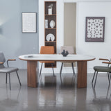 Mateo 200cm Oval Walnut & White Ceramic Sintered Marble Dining Table
