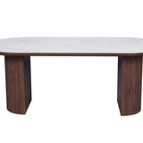 Mateo 200cm Oval Walnut & White Ceramic Sintered Marble Dining Table