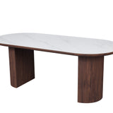 Mateo 200cm Oval Walnut & White Ceramic Sintered Marble Dining Table