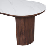 Mateo 200cm Oval Walnut & White Ceramic Sintered Marble Dining Table