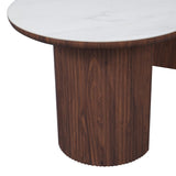 Mateo 200cm Oval Walnut & White Ceramic Sintered Marble Dining Table