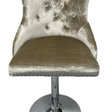 Roma Lion Knocker Quilted Tufted Shimmer Velvet BAR STOOLS - 3 Colours