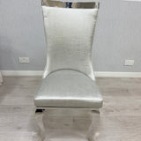 Elina Luxury Grey Marble Dining Table Set with Rocky Chairs