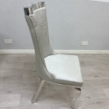 Elina Luxury Grey Marble Dining Table Set with Rocky Chairs