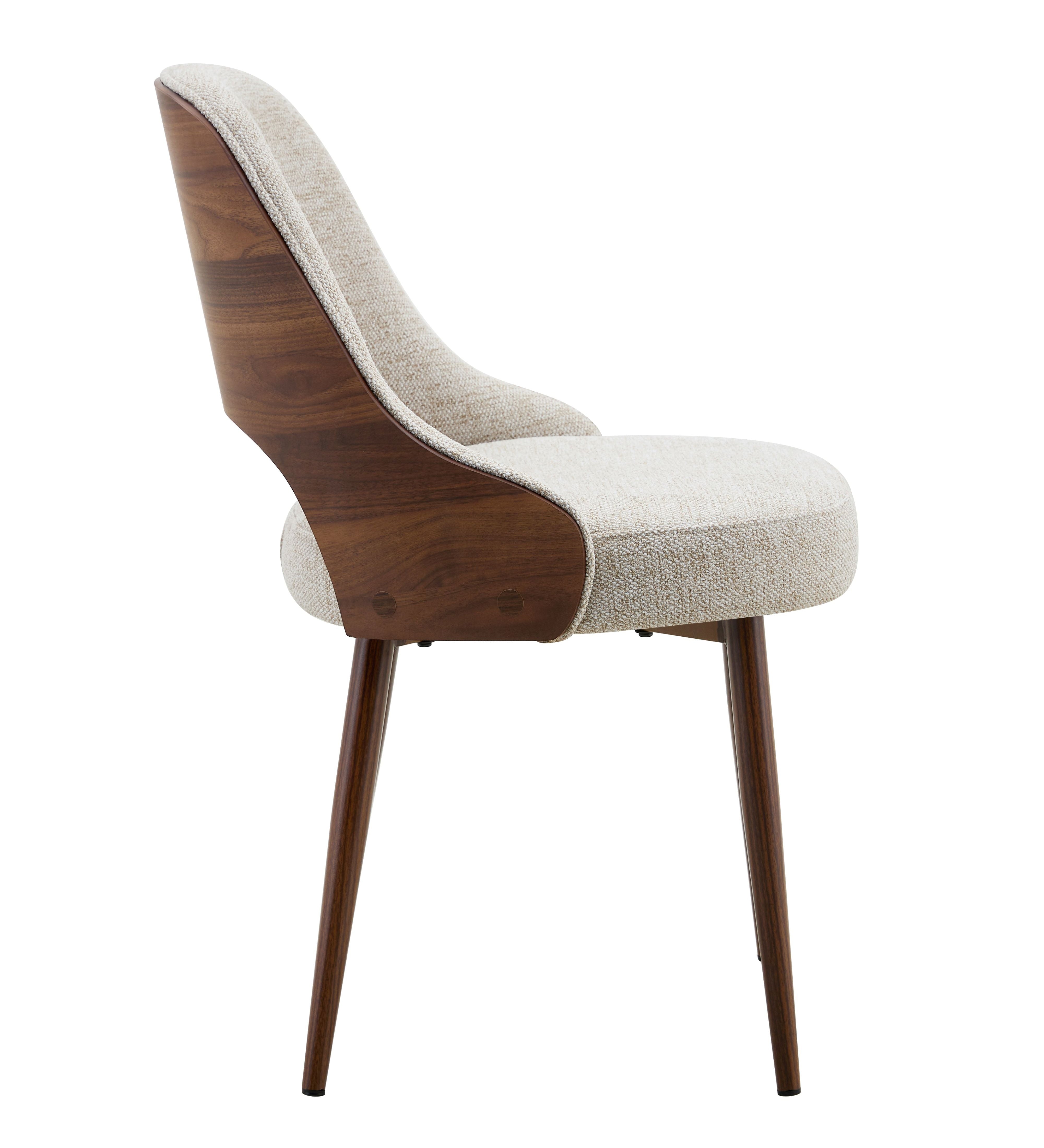 Milo Walnut Wood & Light Taupe Fabric Dining Chair