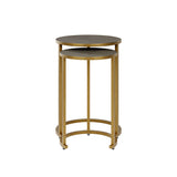 Set of 2 DI Designs Hampton Grey Shagreen & Gold Side Tables Nest