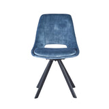 Leon Velvet Swivel Dining Chairs With Black Metal Legs - Pairs - 3 Colours