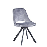 Leon Velvet Swivel Dining Chairs With Black Metal Legs - Pairs - 3 Colours