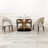 Orion Gold 180cm Dining Table with Polar White Sintered Stone Top-Esme Furnishings