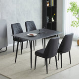 Oxford 120cm Black Ceramic Top Dining Table With 4 Black PU Leather Dining Chairs