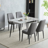 Oxford 120cm Grey Ceramic Top Dining Table With 4 Grey PU Leather Dining Chairs