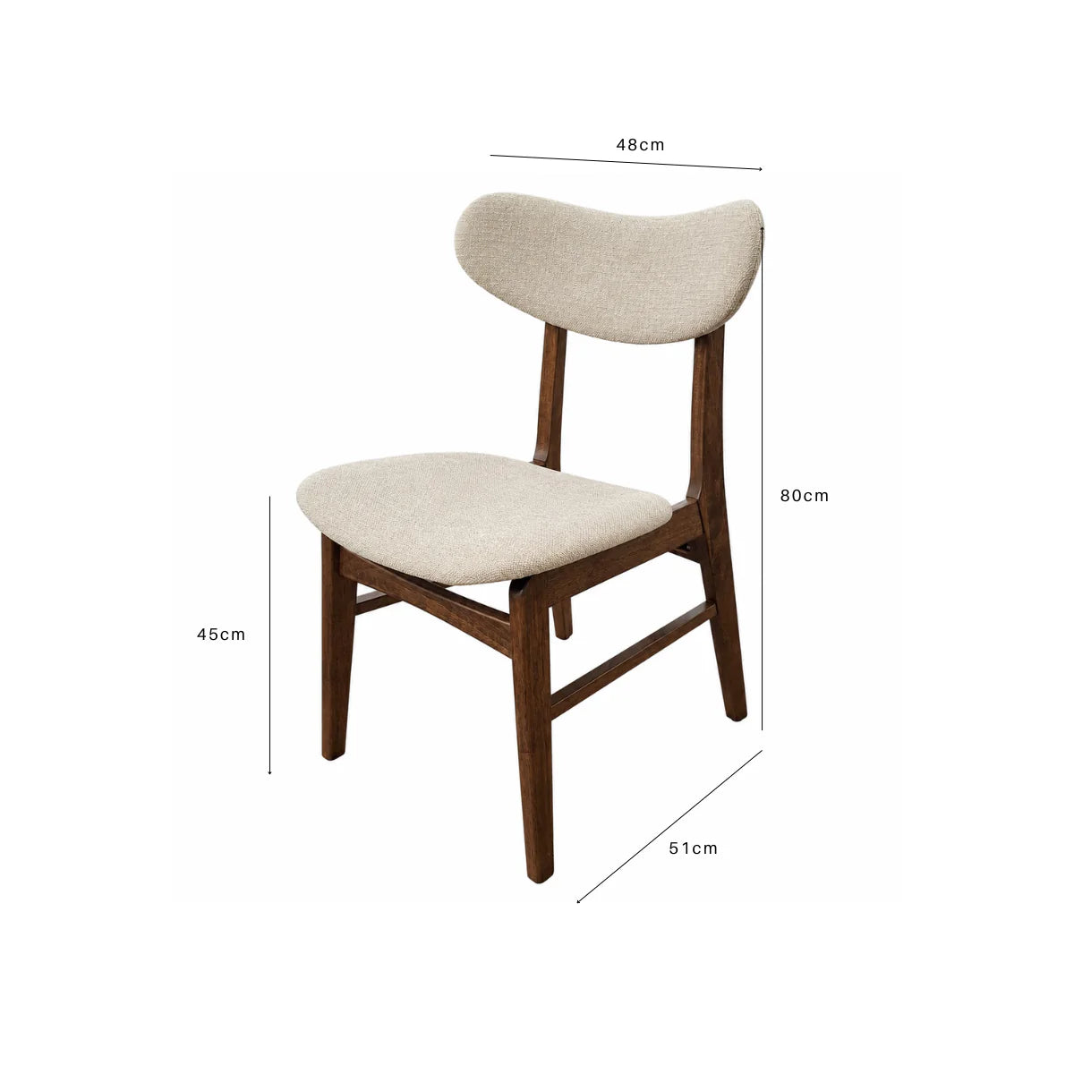 Oxford Walnut Wooden Boucle Fabric Dining Chair