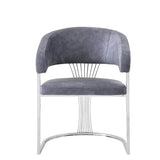 Savoy Grey / Chrome Leathaire Fabric Dining Chair