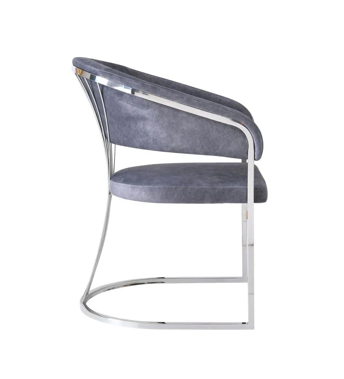 Savoy Grey / Chrome Leathaire Fabric Dining Chair