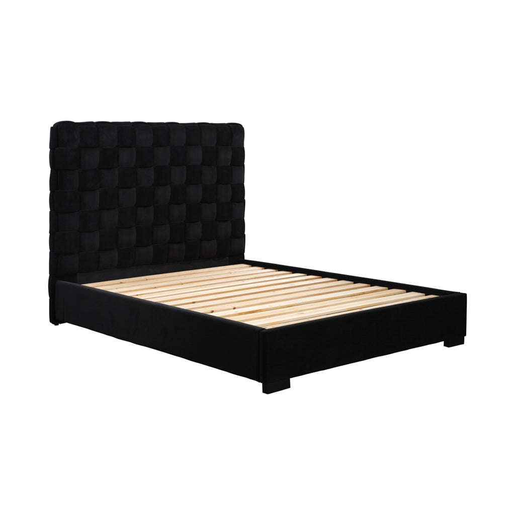 LPD Home Pasadena Black Velvet King Bed Frame