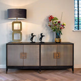 Bloomingville Shagreen Faux Leather 4 Door Sideboard-Belmont Interiors