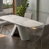 Paolo 180-230cm Spanish White Ceramic Marble Swivel Extending Dining Table