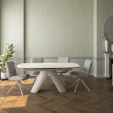 Paolo 180-230cm Spanish White Ceramic Marble Swivel Extending Dining Table