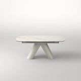 Paolo 180-230cm Spanish White Ceramic Marble Swivel Extending Dining Table