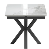 Phoenix 90-150cm White Ceramic Marble Side Extending Dining Table