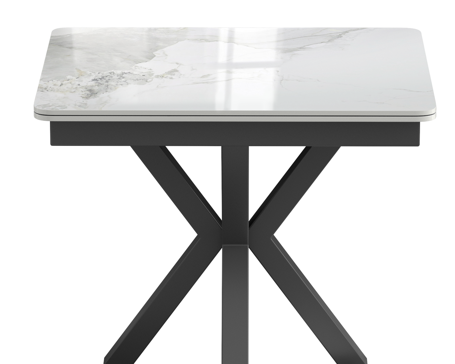 Phoenix 90-150cm White Ceramic Marble Side Extending Dining Table