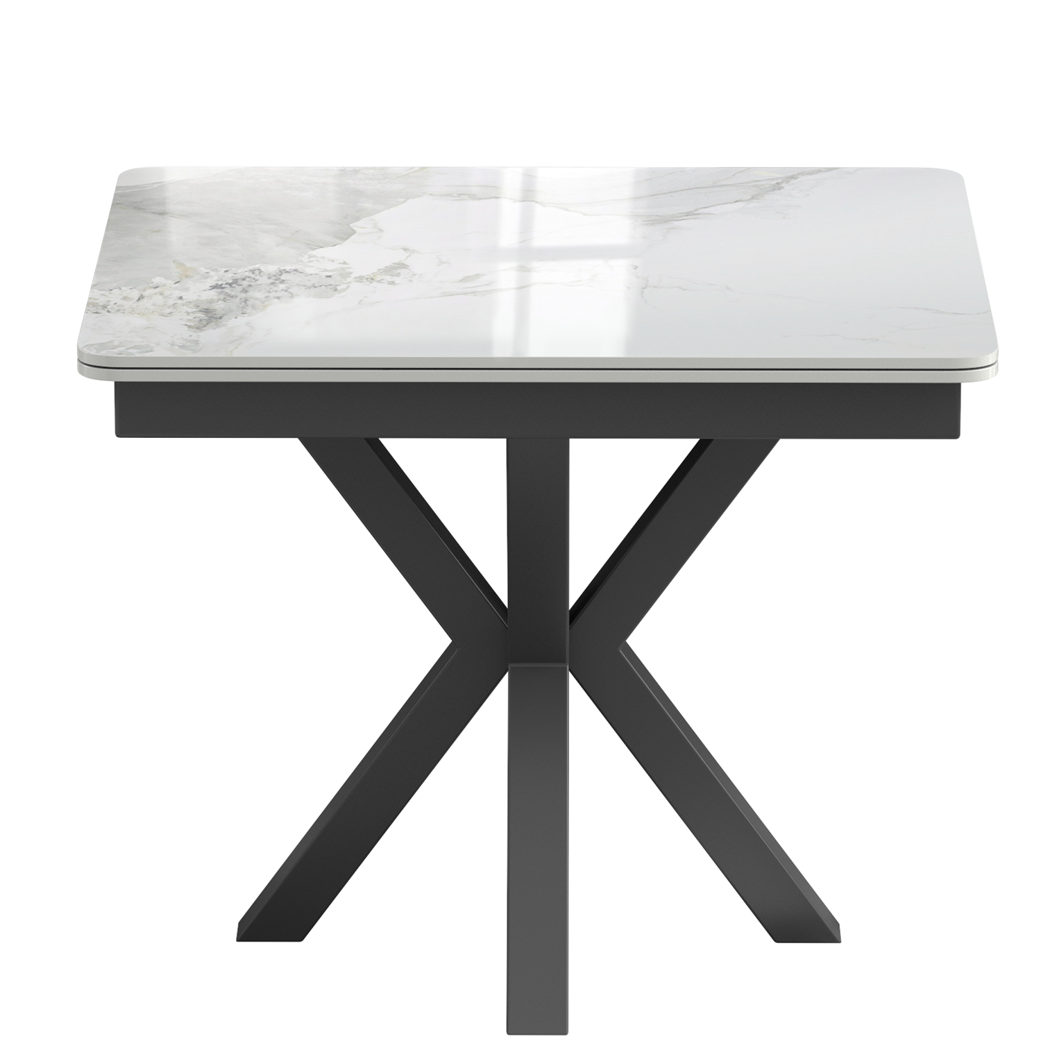 Phoenix 90-150cm White Ceramic Marble Side Extending Dining Table
