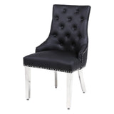 Winchester Black PU Dining Chair Faux Leather Lion Knocker Chrome-Esme Furnishings