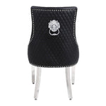 Winchester Black PU Dining Chair Faux Leather Lion Knocker Chrome-Esme Furnishings