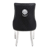 Winchester Black PU Dining Chair Faux Leather Lion Knocker Chrome-Esme Furnishings