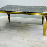 Louis Gold & Black Marble Dining Table In 5 Sizes