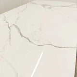 Orion 180cm White/Gold Dining Table With Victoria Lion Knocker Velvet Gold Chairs