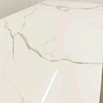 Orion Gold 180cm Dining Table with Polar White Sintered Stone Top + Gold Lion Knocker Dining Chairs-Esme Furnishings